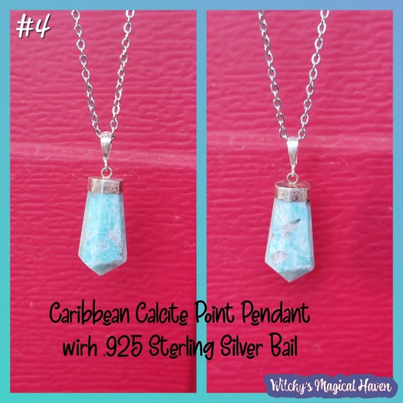 Caribbean Calcite Gemstone Sterling Silver Bail Pendants - Picture 6 of 12